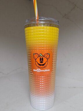 isney World Starbucks Candy Corn Grid Tumbler Halloween Mickey Pumpkin 24oz